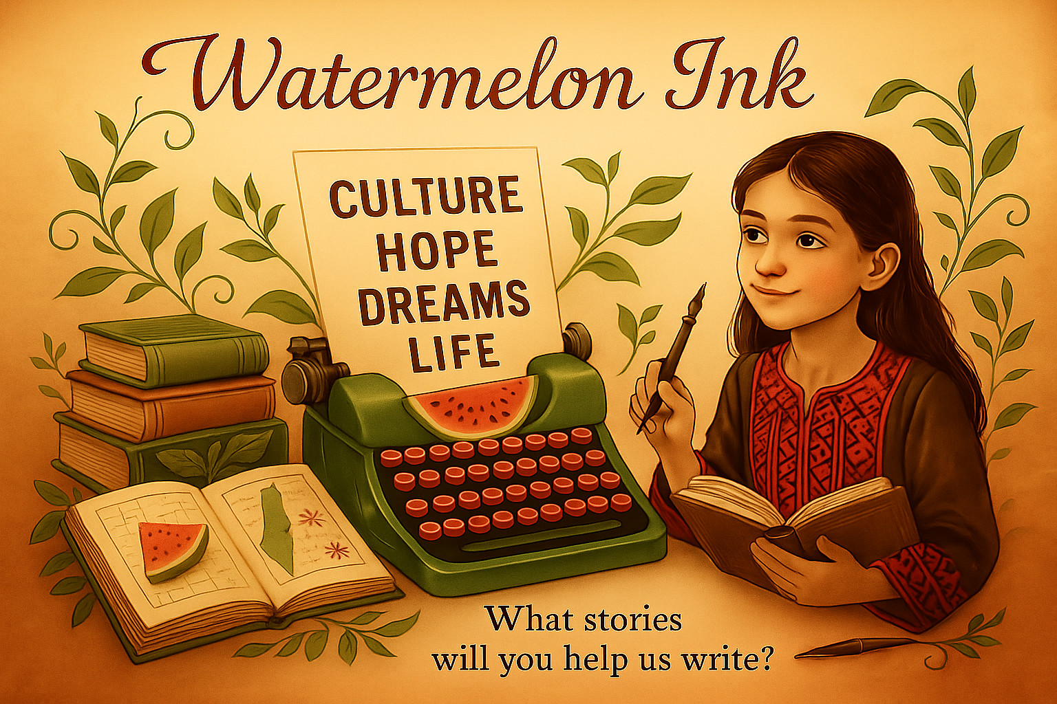 Watermelon Ink Background